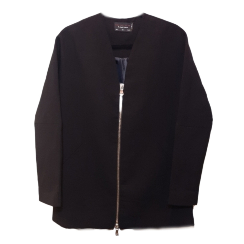 Dress Forum Zip Front Jacket Drop Shoulder Blazer Style Womens Size Medium Black